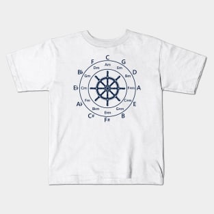 Circle of Fifths Ship Steering Wheel Light Theme Kids T-Shirt